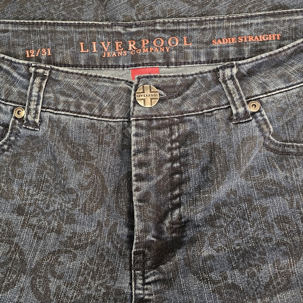 Liverpool Jeans Company Black Patterned Straight Leg Jeans - Picture 7 of 10